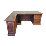 Heritage Solid Wood L-Shape Executive Desk with Leather Top