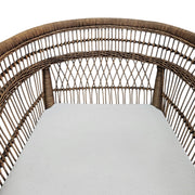 Natural Rattan Curved Back Tub Accent Armchair with Cushion