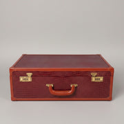 Croc-Embossed Burgundy Faux Leather Briefcase Case