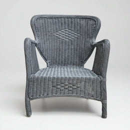 Gray wicker armchair on a white background