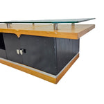 Streamlined Floating Glass Top Oak and Matte Black Media Console