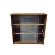 Vintage Glass-Front Sliding Door Bookcase