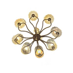 Sculptural Italian Style Brushed Chrome and Ribbed Glass Chandelier