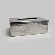 Modern Hammered Silver Metal Tissue Box Holder