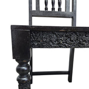 Stately Indian Style Carved Black Wood Dining Chair