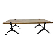 Rustic Industrial Reclaimed Wood Coffee Table with Cast Iron Legs