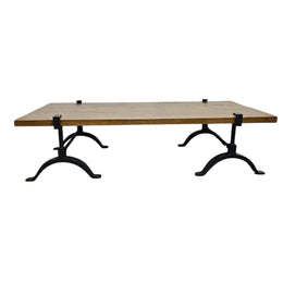 Rustic Industrial Reclaimed Wood Coffee Table with Cast Iron Legs