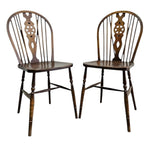Antique English 19th Century Windsor Wheelback Solid Wood Dining Chair