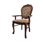 Victorian Style Carved Wood Medallion Back Fabric Armchair