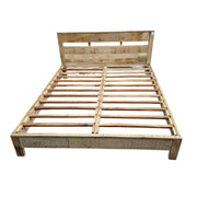 Artisan Hand-Carved Mango Wood King Bed Frame