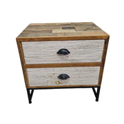 Rustic Industrial Two-Drawer Reclaimed Wood Nightstand