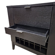 Modern Black Wood Convertible Bar Cabinet with Wine Rack