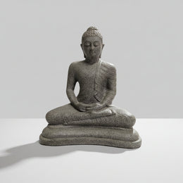 Meditating Seated Concrete Grey Buddha Statue