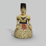 Artisanal Hand-Painted Javanese Loro Blonyo Wooden Folk Art Sculpture