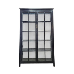 Vintage Black Glass Display Cabinet