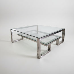 The One Two-Tier Glass & Silver Coffee Table