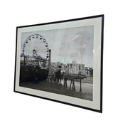Framed Santa Monica Pier Ferris Wheel Black and White Fine Art Print