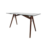 West Elm Mid-Century Glass Top Desk with Wooden Base