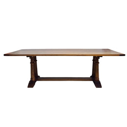 Handcrafted Solid Oak Trestle Dining Table
