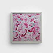 Vibrant Pink Abstract Floral Framed Original Mixed Media Canvas Painting