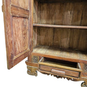 Imposing Indian Style Hand Carved Two Door Solid Wood Cabinet