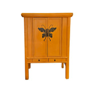 Chinese Vintage Elm Wedding Cabinet Butterfly Hardware