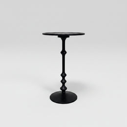 Sculptural Matte Black Metal Pedestal Side Table