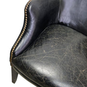 Classic English Library Studded Black Leather Armchair