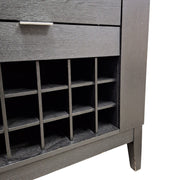 Modern Black Wood Convertible Bar Cabinet with Wine Rack