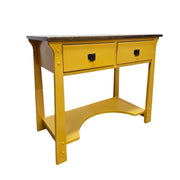 Sun-Kissed Industrial Entryway Console/Desk with Natural Wood Top