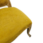 French Provincial Mustard Velvet Carved Wood Accent Dining Chair