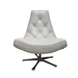 Mid-Century Cream Swivel Lounge Chair