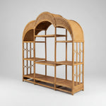 Bohemian Rattan and Woven Cane Triple Arch Large Display Shelf