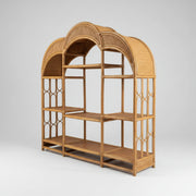 Bohemian Rattan and Woven Cane Triple Arch Large Display Shelf
