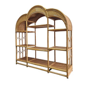 Bohemian Rattan and Woven Cane Triple Arch Large Display Shelf