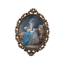Vintage Rococo-Style Marie Antoinette Framed Portrait