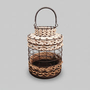 Home Center Zayn Industrial Wire and Woven Rope Decorative Lantern