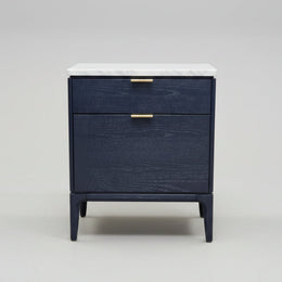 West Elm Mid-Century Style Parker Dark Ash and Marble Nightstand