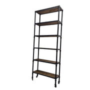 Industrial 6-Tier Reclaimed Wood and Iron Pipe Bookshelf
