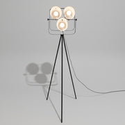 Industrial Style Matte Black Triple Shade Studio Tripod Floor Lamp