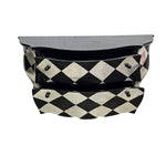 Hollywood Regency Black & Silver Harlequin Bombé Chest
