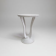 Curved Pedestal White Round Accent Table