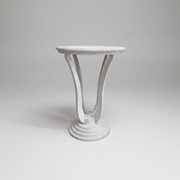 Curved Pedestal White Round Accent Table