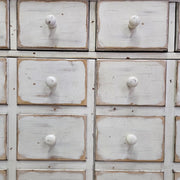 Vintage Apothecary-Style Cream Chest with Natural Wood Top