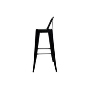 Industrial Style Black Metal Bar Stool with Backrest