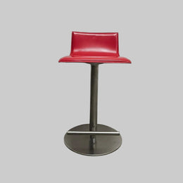 Bold Crimson Leather Swivel Bar Stool by Karri Monni