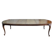 Extravagant French Provincial Extendable Wooden Dining Table and Rattan Chair Set