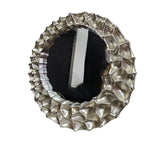 Sculptural Contemporary Textured Silver Cellular Round Wall Mirror