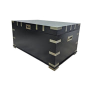 Upcycled Matte Black Campaign Storage Trunk Coffee Table