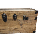 Rustic Style Natural Timber Cleated Top Steamer Trunk